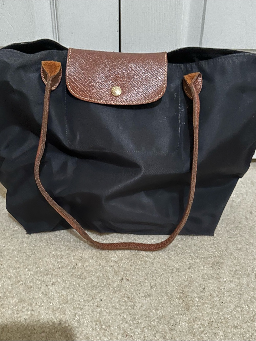 LongChamp Tote Bag with Brown Trim - Classic Everyday Women’s Bag